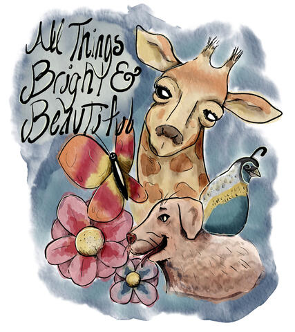digital watercolor cover of my &quot;all things bright and beautiful&quot; mini book